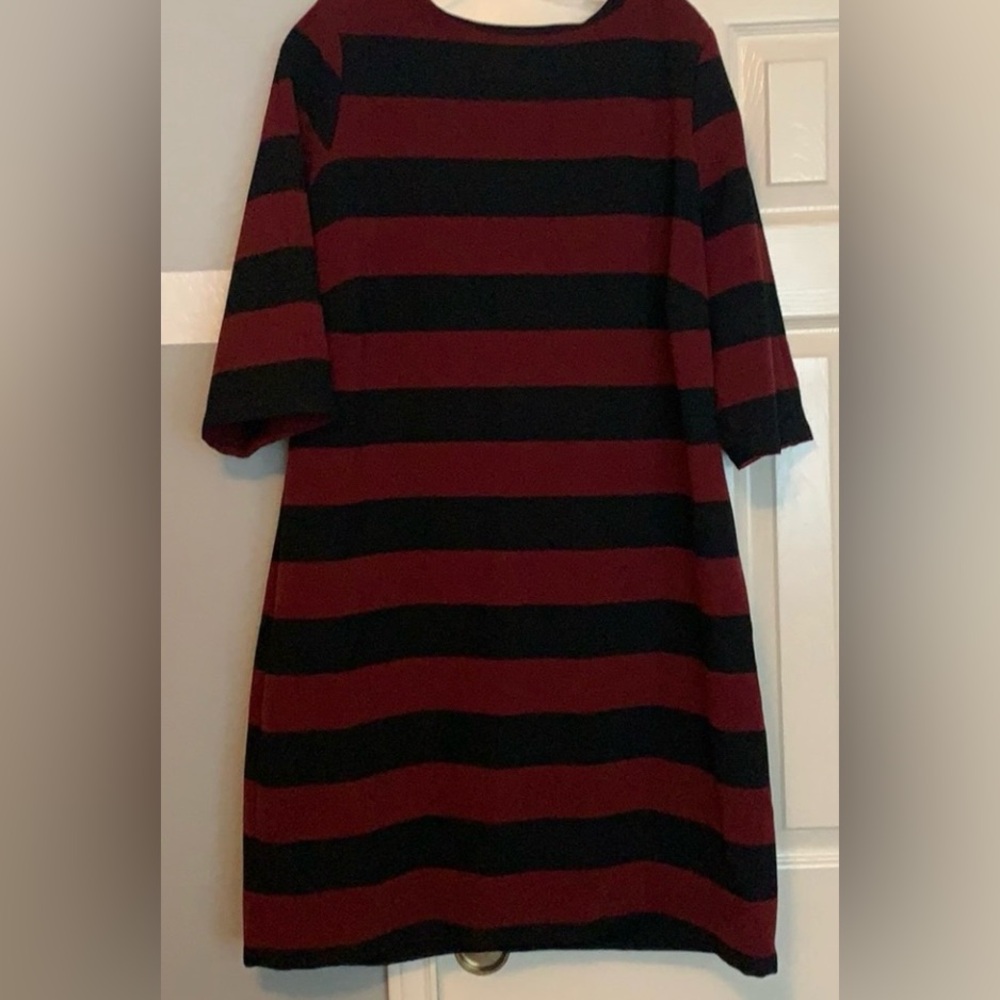 Carmakoma Burgundy/Black Striped Ponte Dress Size 20